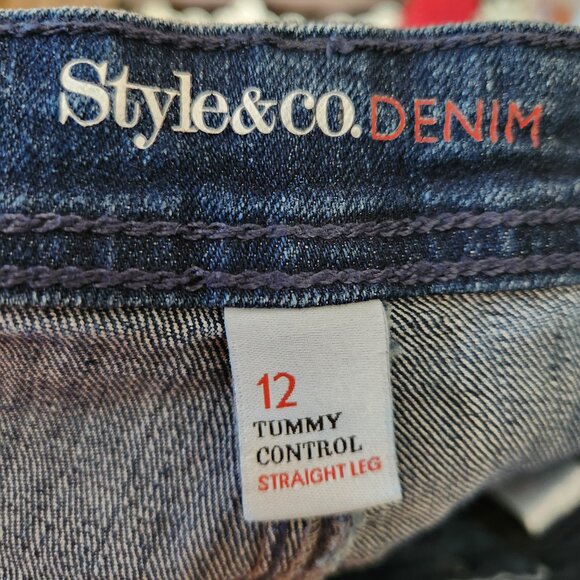 Style & Co. Tummy Control Straight Leg Jeans Dark Wash Size 12 NWOT - Picture 5 of 5